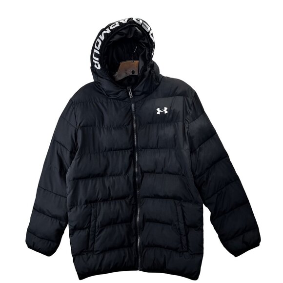 Under Armour UA Pronto Puffer Jacket YXL Black Youth XL Hooded